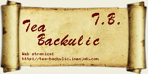 Tea Bačkulić vizit kartica